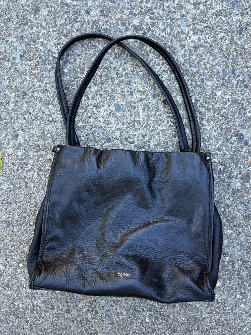 Botkier Black Leather Shoulder Bag Tote | Multi-Compartment Satchel